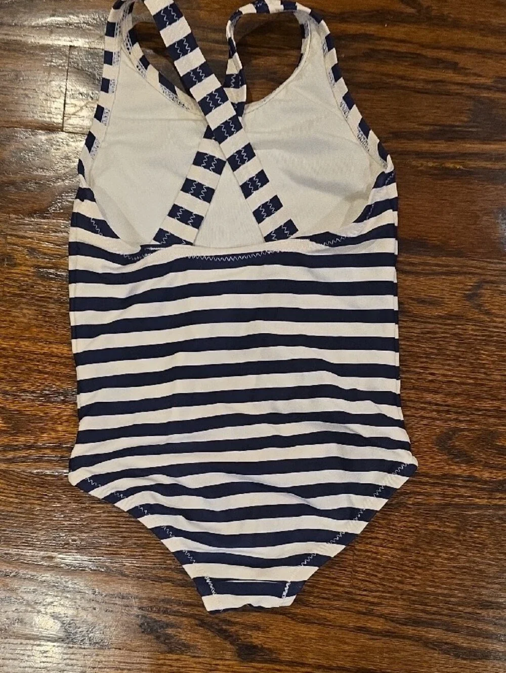 Primary Navy & White Striped One-Piece Swimsuit